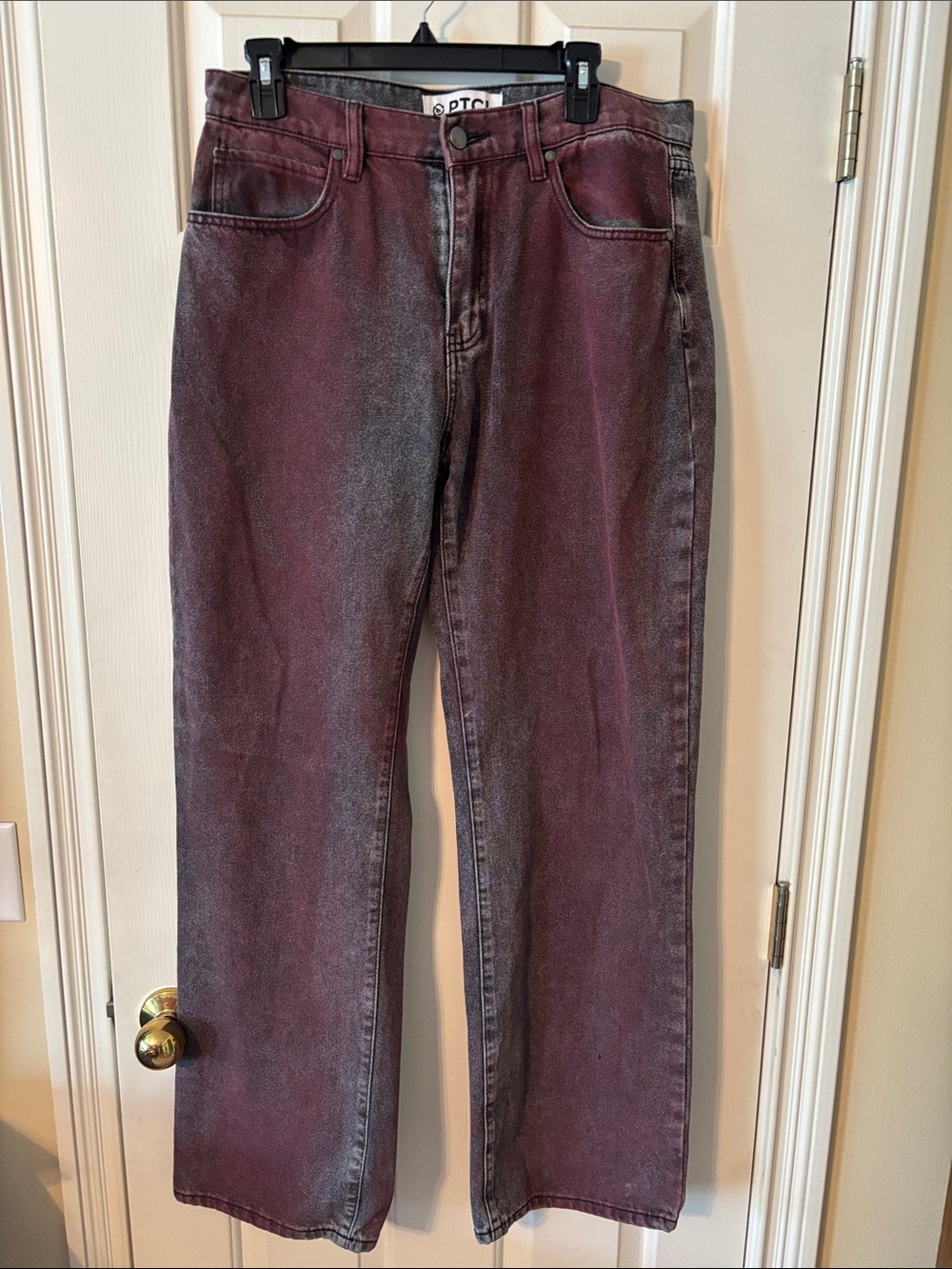 PTCL  Jeans in Washed Burgundy Plum Black